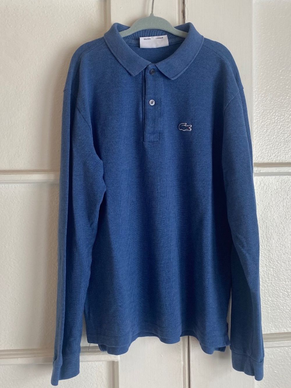Boys Lacoste for J Crew, PQ Polo in Denim blue, size 12.  Good condition.